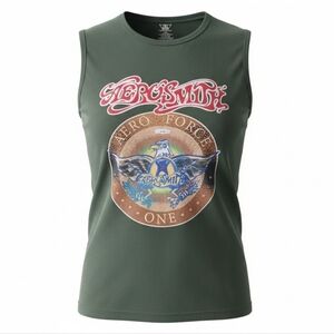 Aerosmith Graphic Aero Force One Tank Top - Olive Green